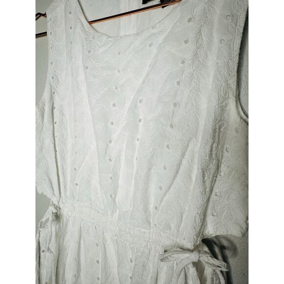 SLATE & WILLOW White Lace Eyelet Sleeveless 100% Cotton Midi Dress Size Medium - Picture 10 of 16